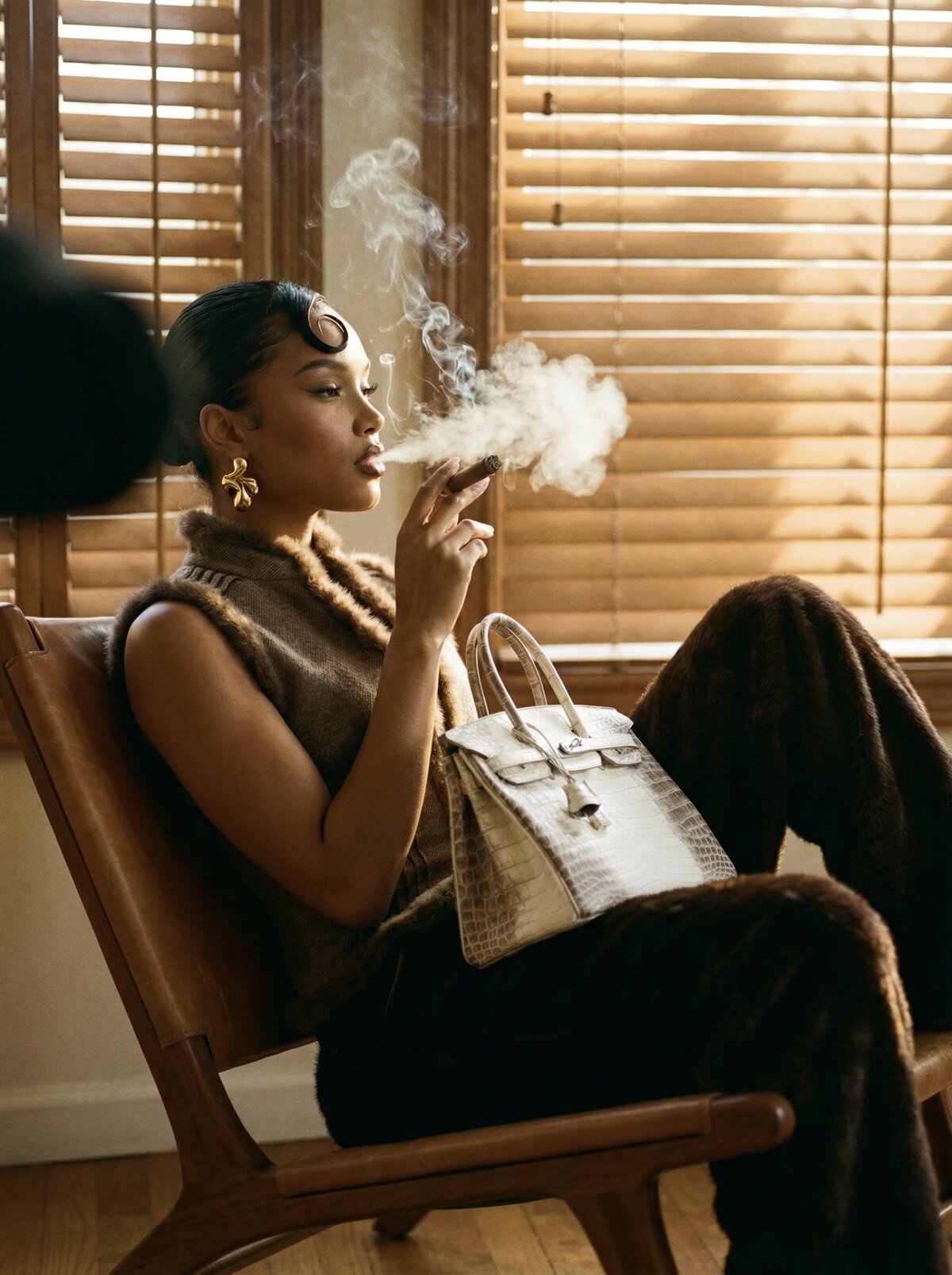A Vintage Fit, two models smoking by the window